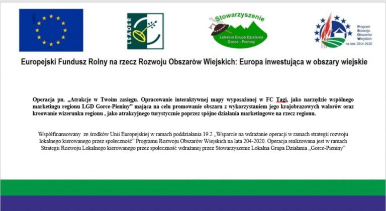 Stowarzyszenie Sprężyna – Centrum Edukacji Nieformalnej promuje obszar regionu  LGD Gorce Pieniny za pomocą interaktywnych map turystycznych
