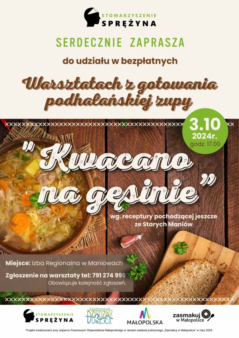 Warsztaty kulinarne „PODZIEL SIĘ SMAKIEM Dziedzin Dunajca u SPRĘŻYNY”